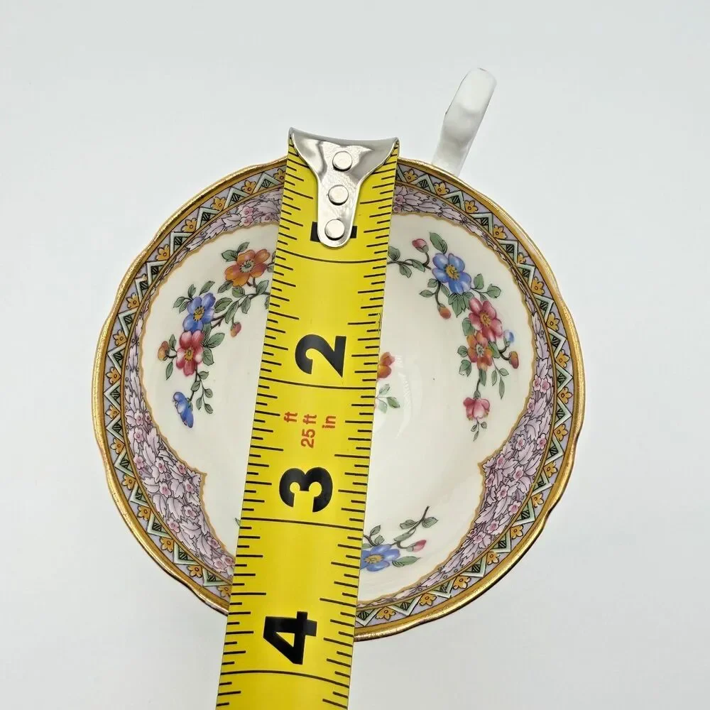 Aynsley England Teacup & Saucer Set Ornate Gold Gilt Lattice Floral Vintage